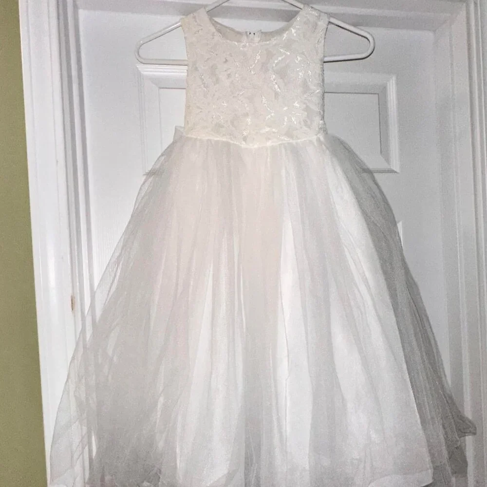 Flower Girl Dress Lace Tulle Pageant Baptism Wedding Sz 5/6 KID'S DREAM NWOT